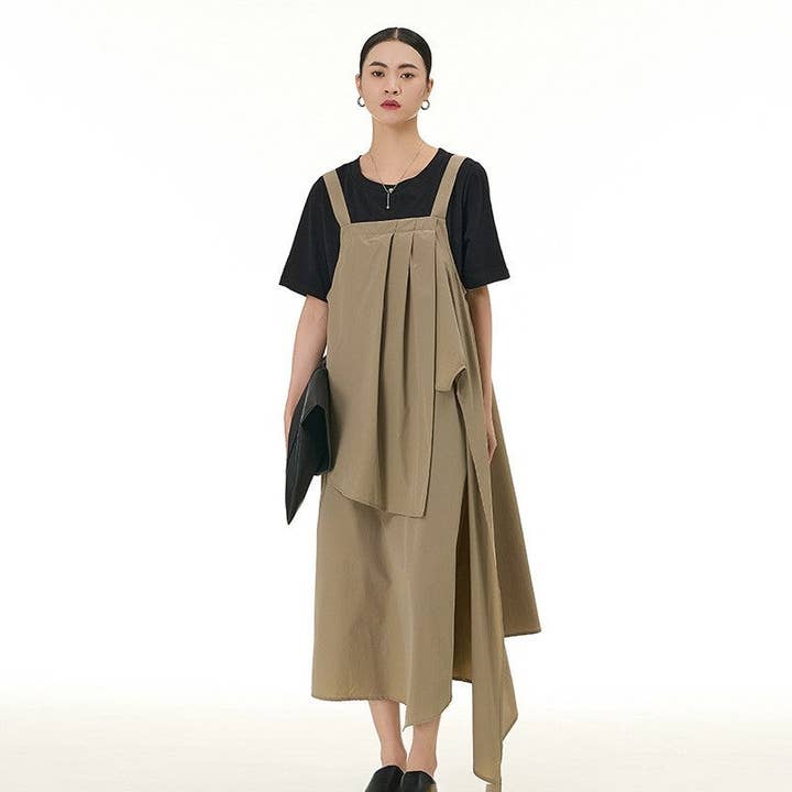 Solid Loose Crinkle Strap Skirt for wholesale by UZ Wholesale Store