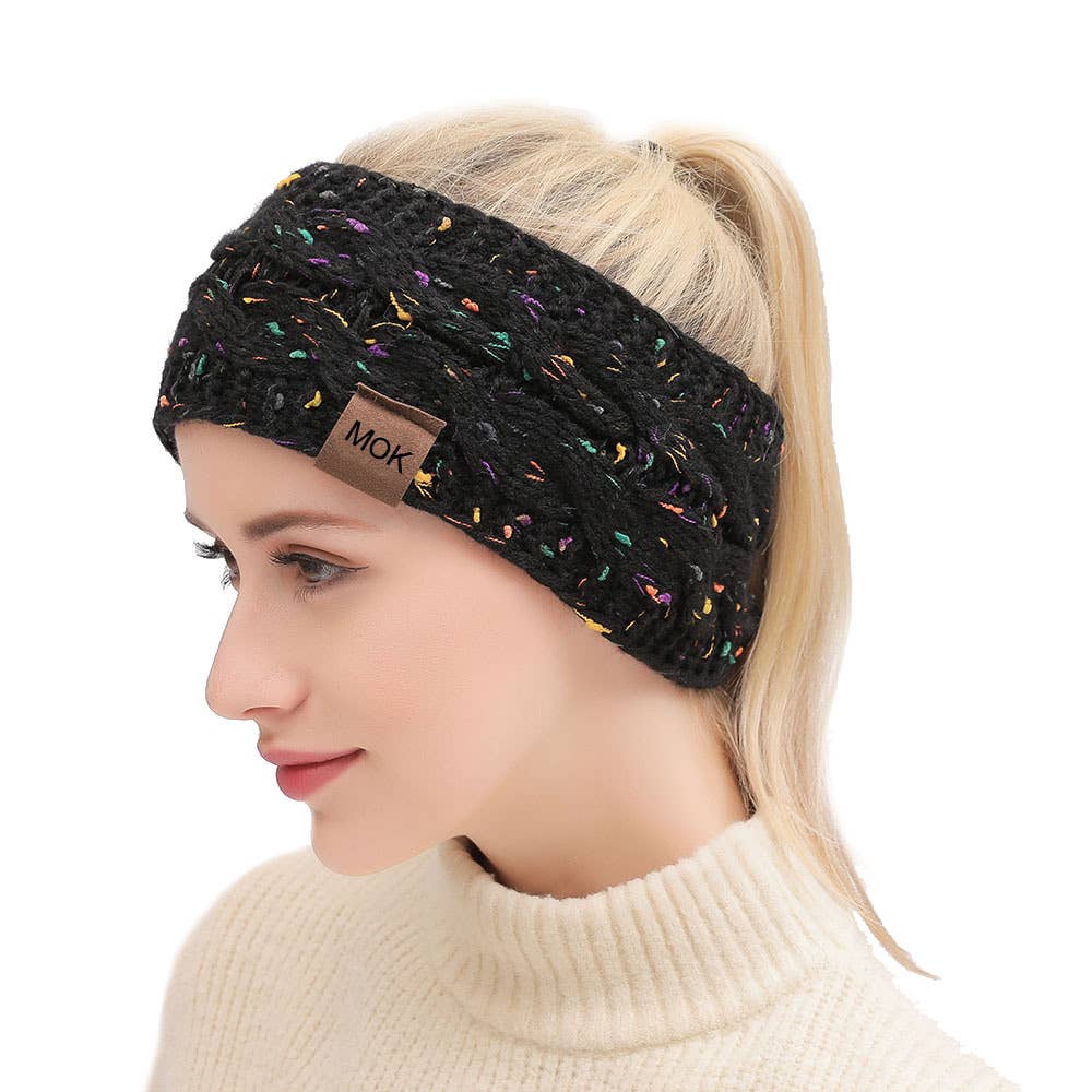 MKS America - Wholesale Fashion Headband - Women's - Plain Cable Knit Head Wrap Thermal fleece lined headband24