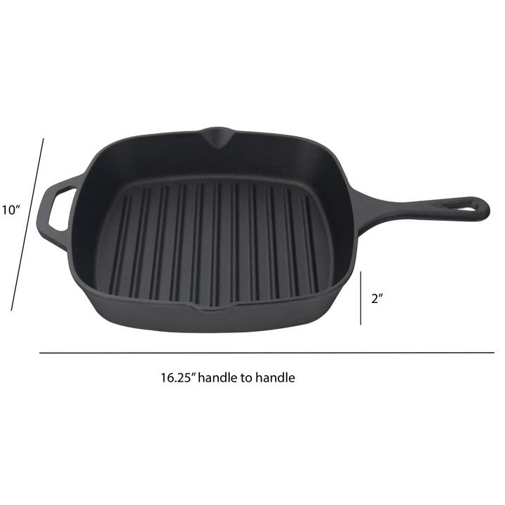 Style Asia - Wholesale Cast Iron Skillet - Jim Beam Pre Seasoned Cast Iron Square Skillet with Ridges3