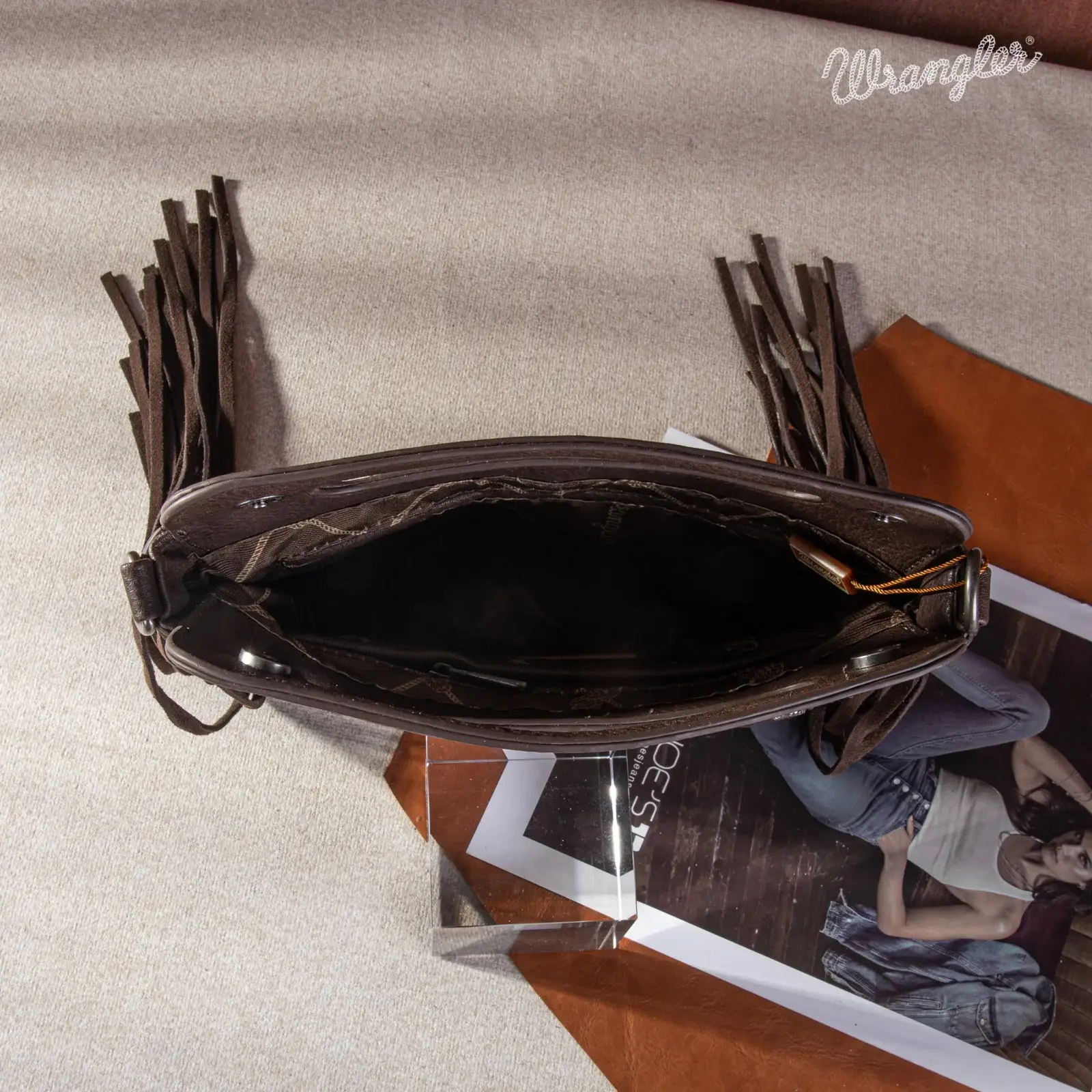 South End Clothing and Apparel L.L.C - Wholesale Crossbody Bag - Women's - Wrangler Top Handle Embroidered Fringe Mini Tote/Crossbody8