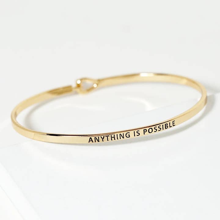 Wild Honey - Wholesale Bangle Bracelet - Anything Is Possible Engraved Inspirational Bangle Bracelet