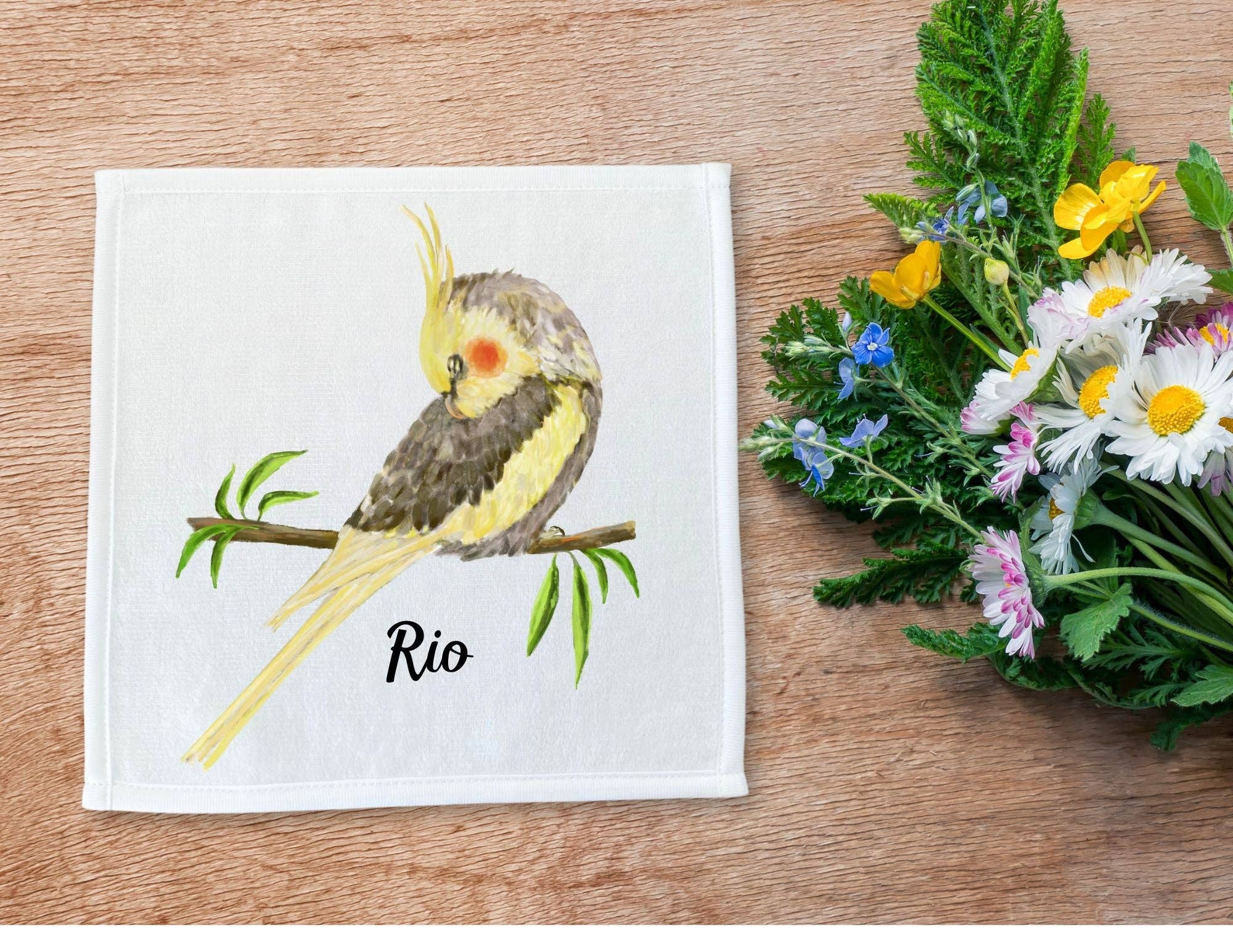 MerikaArt - Wholesale Wash Cloth - Yellow Cockatiel Washcloth4