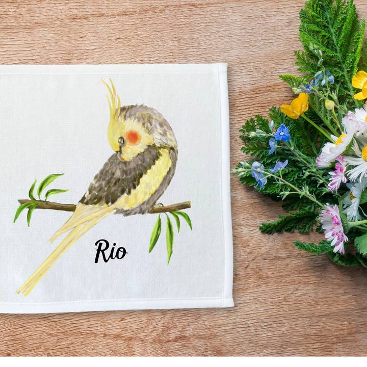MerikaArt - Wholesale Wash Cloth - Yellow Cockatiel Washcloth4