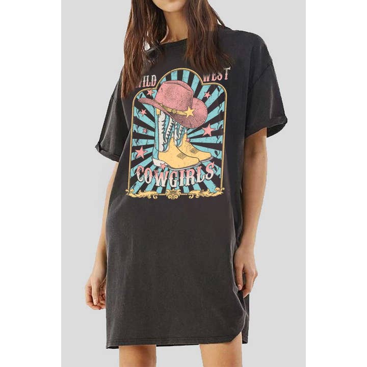 WILD WEST COWGIRLS GRAPHIC DRESS for wholesale by HRTandLUV