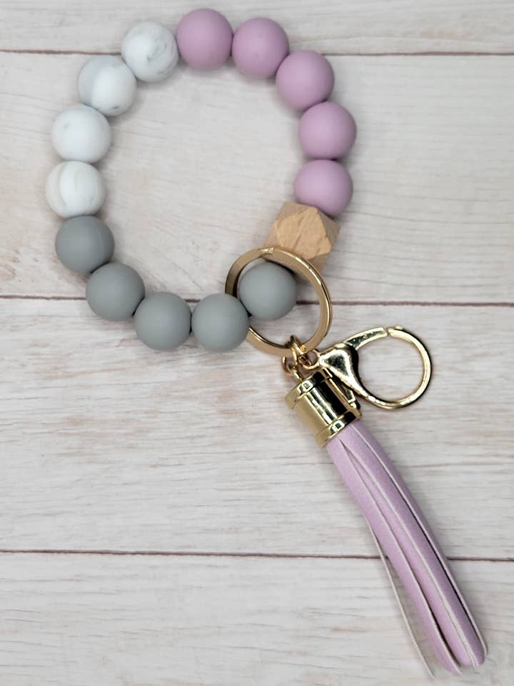 #18 Lavender / Grey / White Silicone Wristlet Keychain for wholesale by The Wristlet Bar
