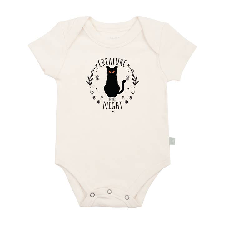Halloween graphic organic bodysuit| creature of the night for wholesale by Finn + Emma