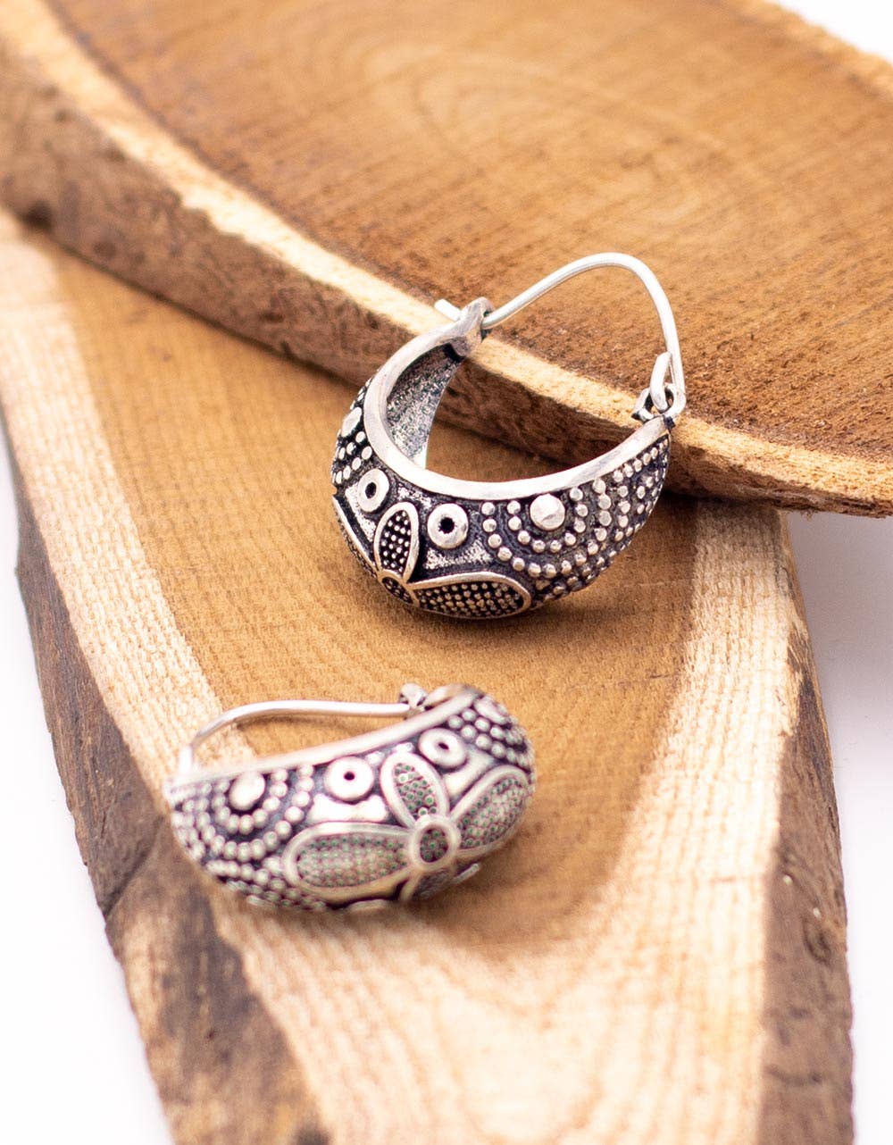 silver Kimago handcrafted crescent-shaped earrings for wholesale on Faire1