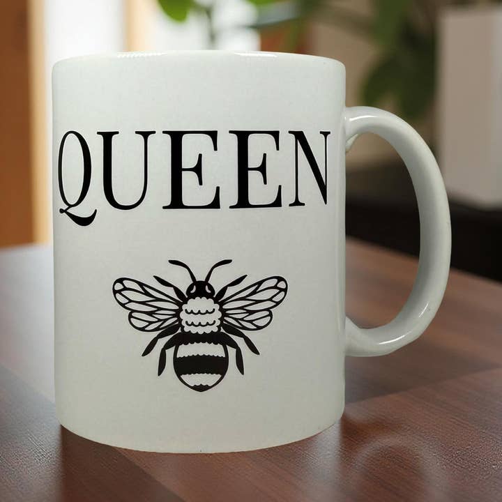 Queen Bee 11 oz. Ceramic Mug for wholesale by Sister Bees LLC