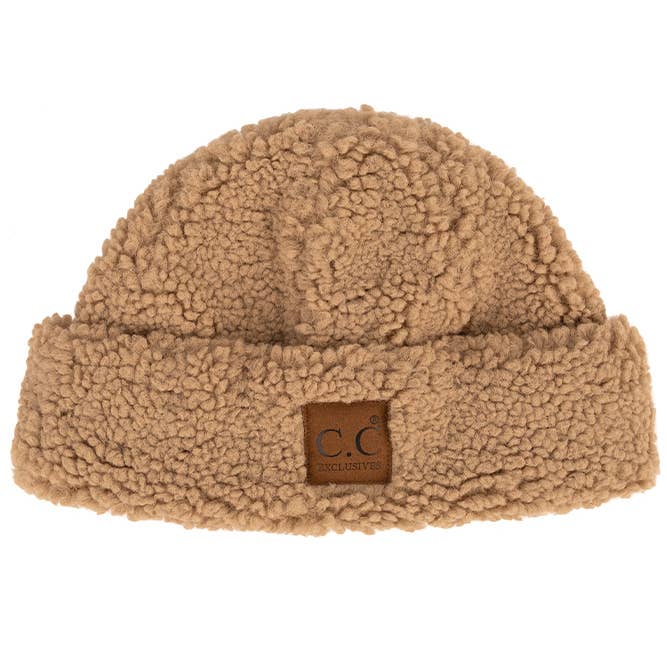 Hana - Wholesale Beanie - Women's - C.C Sherpa Cuff Beanie Hat with C.C Suede Logo