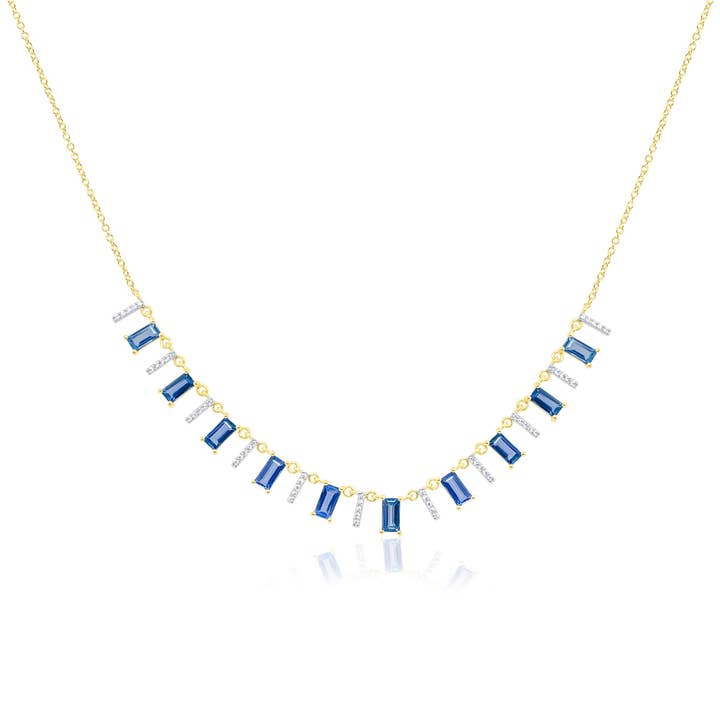14kt Yellow Gold Sapphire and Diamond Gemstone Necklace for wholesale by Meira T