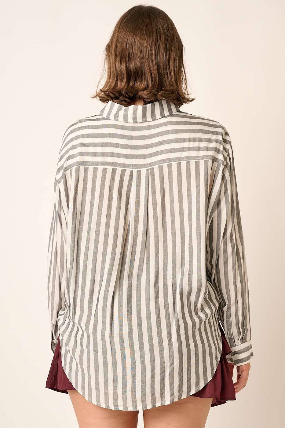 mittoshop – wholesale Buttoned-down shirt – Women's – PLUS STRIPED BUTTON DOWN SHIRT9