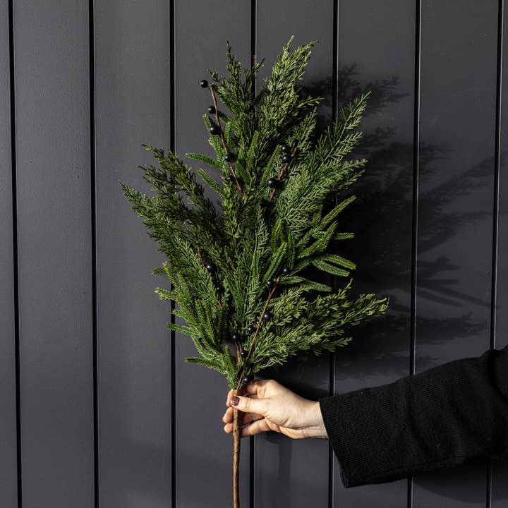 Luxe B Co - Wholesale Artificial Flowers - Navy Plum Berry Norfolk Cypress Real Touch Stems2