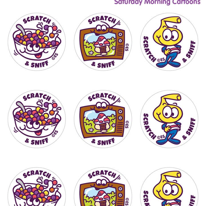 EverythingSmells, LLC - Wholesale Sticker - Saturday Morning Cartoons EverythingSmells Scratch & Sniff Stickers
