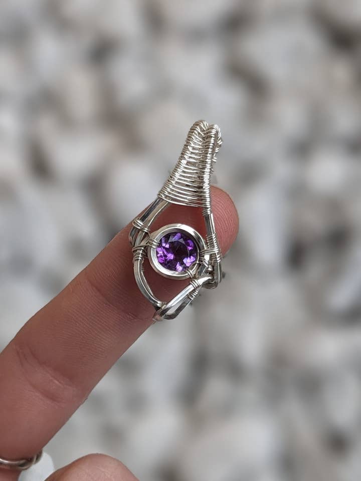 Pendentif Améthyste Facettée Et Argent Massif pour la vente par Le Tourbillon Minéral