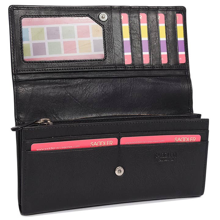 SADDLER - Vente Portefeuille – femme - Grand Portefeuille en Cuir à Sections Multiples "Grace" – Fait Main par Saddler | Protégé RFID & Boîte Cadeau38
