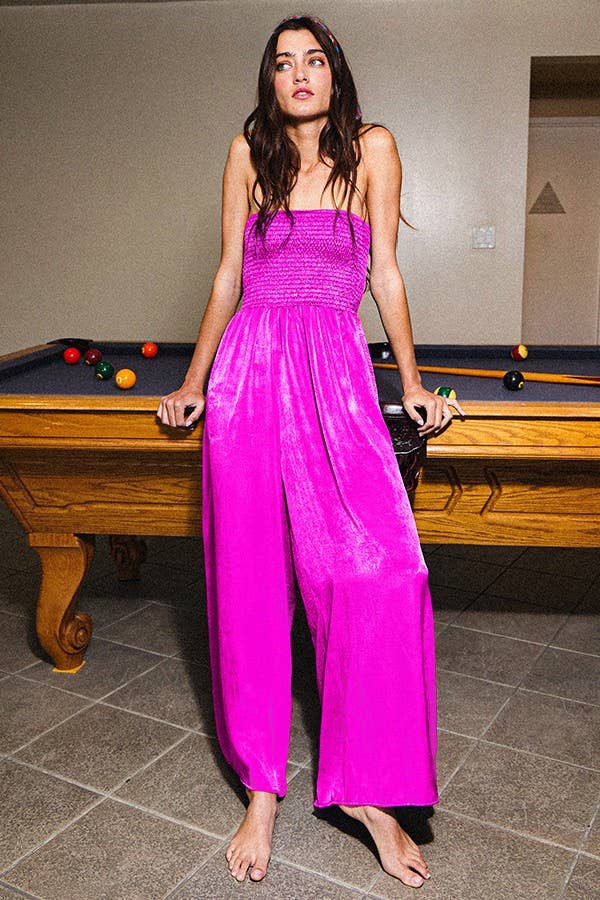 BUCKETLIST INC – wholesale Jumpsuit – Women's – R5177 Wide Legs Smocked Solid Tube Jumpsuit0