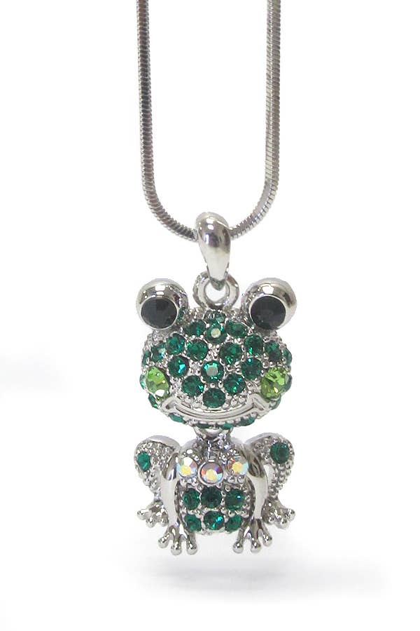 Jewelry Max - Wholesale Pendant/Charm Necklace - ( C255 ) CRYSTAL FROG PENDANT NECKLACE