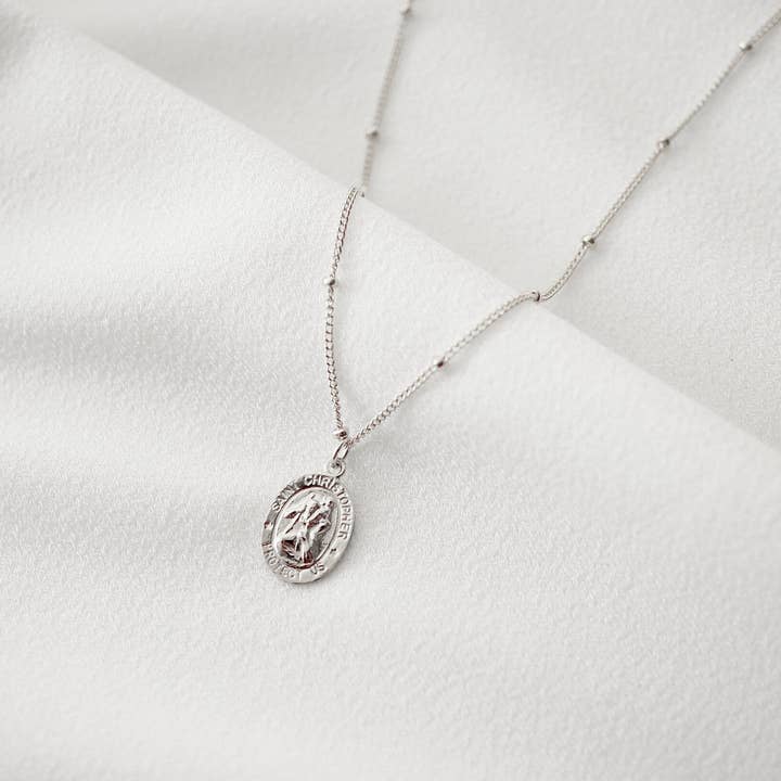 Hunter & Trove - Wholesale Pendant/Charm Necklace - Travelers Small Silver Coin Necklace (St. Christopher)