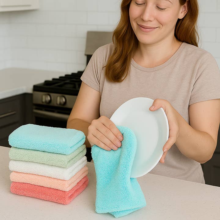 Broder MFG. INC. - Wholesale Tea Towel - Fluffy Microfiber Kitchen Towels – 5 Pack (16” x 19”)3