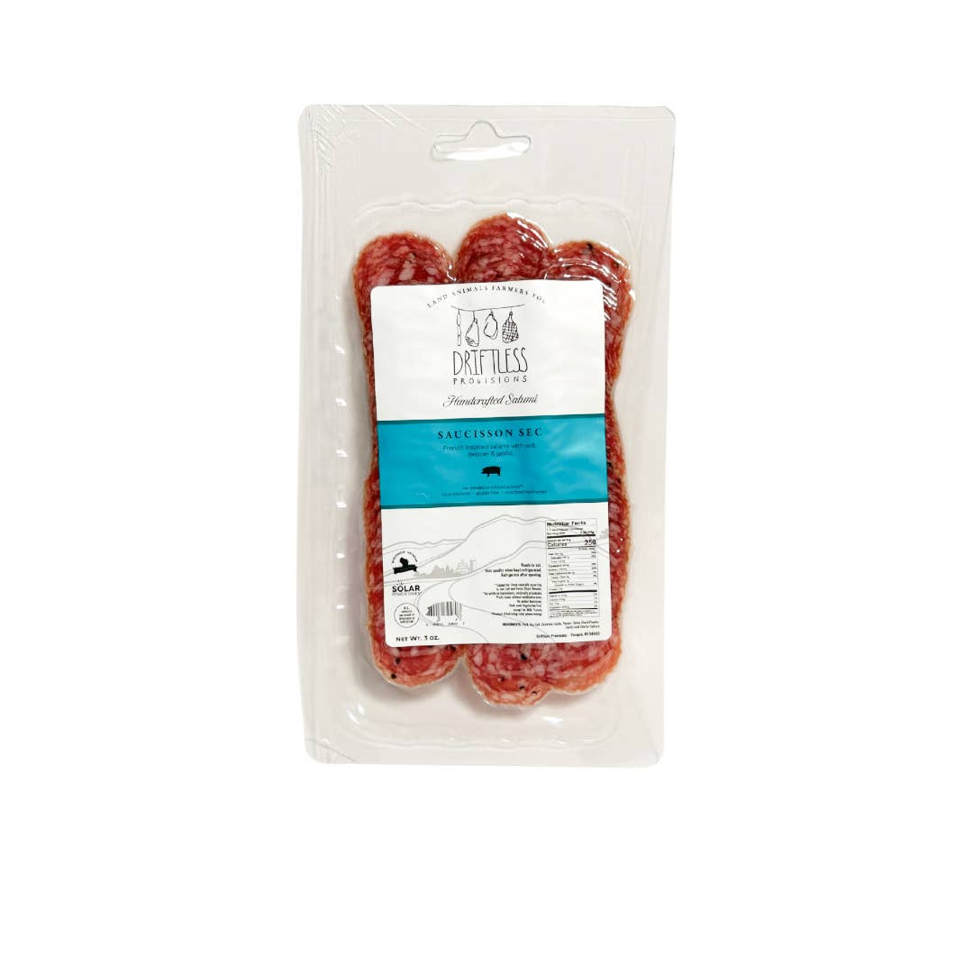 Driftless Provisions - Wholesale Salami - Pre-Sliced Saucisson Sec Salami - 3.oz