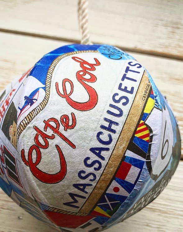 Domesticadence - Wholesale Ornament Set - Hand-Drawn Cape Cod Handmade Mini-Globe- Custom Town Sign3
