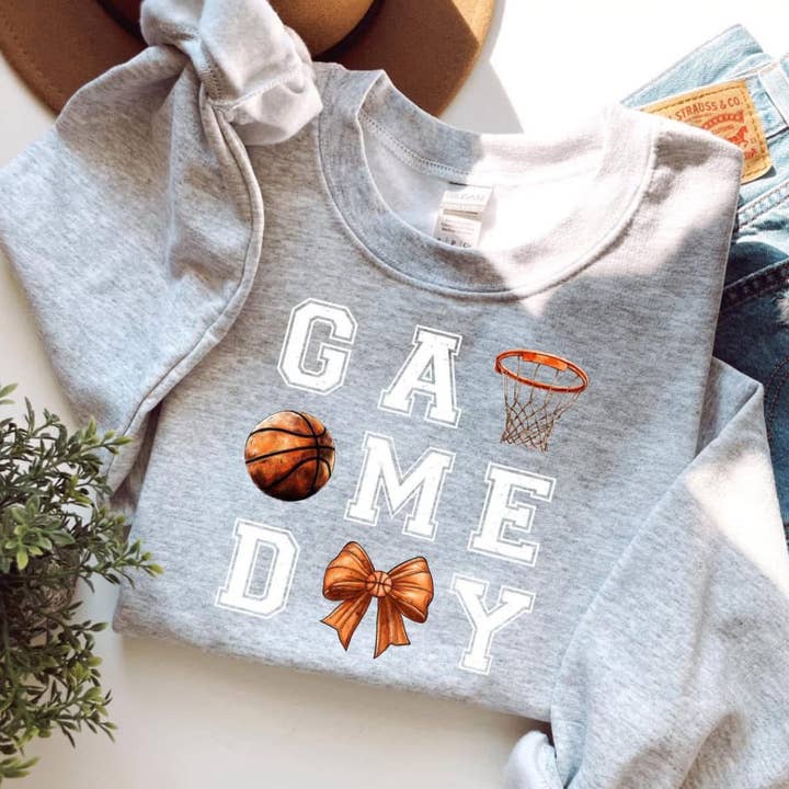 Kampdag 🏀Basketball Sweatshirt - Aske - Læs Beskrivelse for engroshandel hos Cypress Slough Outfitters