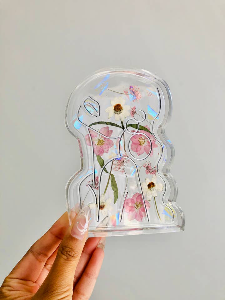 Woman Tray/ Soap Dish- Floral Holographic for wholesale by Sharlene Robertson Designs