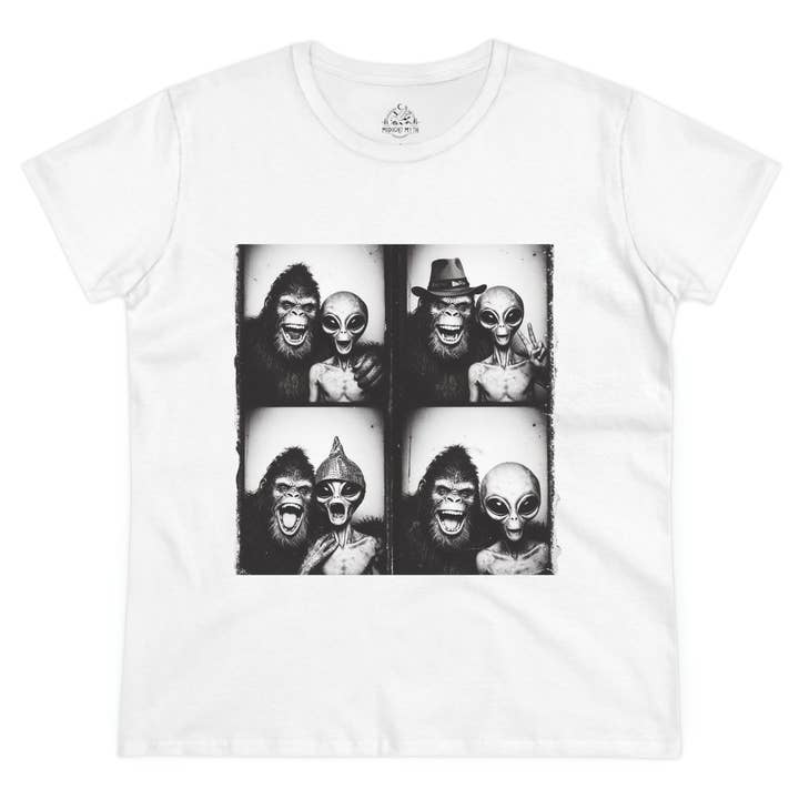 Midnight Myth - Wholesale T-Shirt (Graphic) - Women's - Vintage Photo Booth Alien Bigfoot Shirt Bigfoot Merch Women1