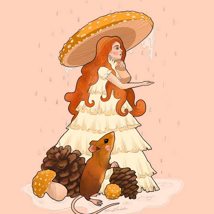 Mushroom Fairy | Fine Art Print for wholesale by Whimsical Art by Darcy Goedecke