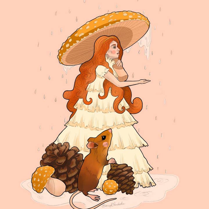 Whimsical Art by Darcy Goedecke - Wholesale Art Print - Mushroom Fairy | Fine Art Print