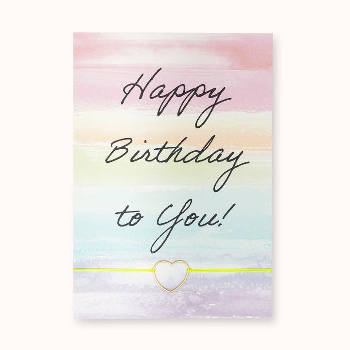 Bracelet-Card: Happy Birthday Rainbow for wholesale by by Vivi.