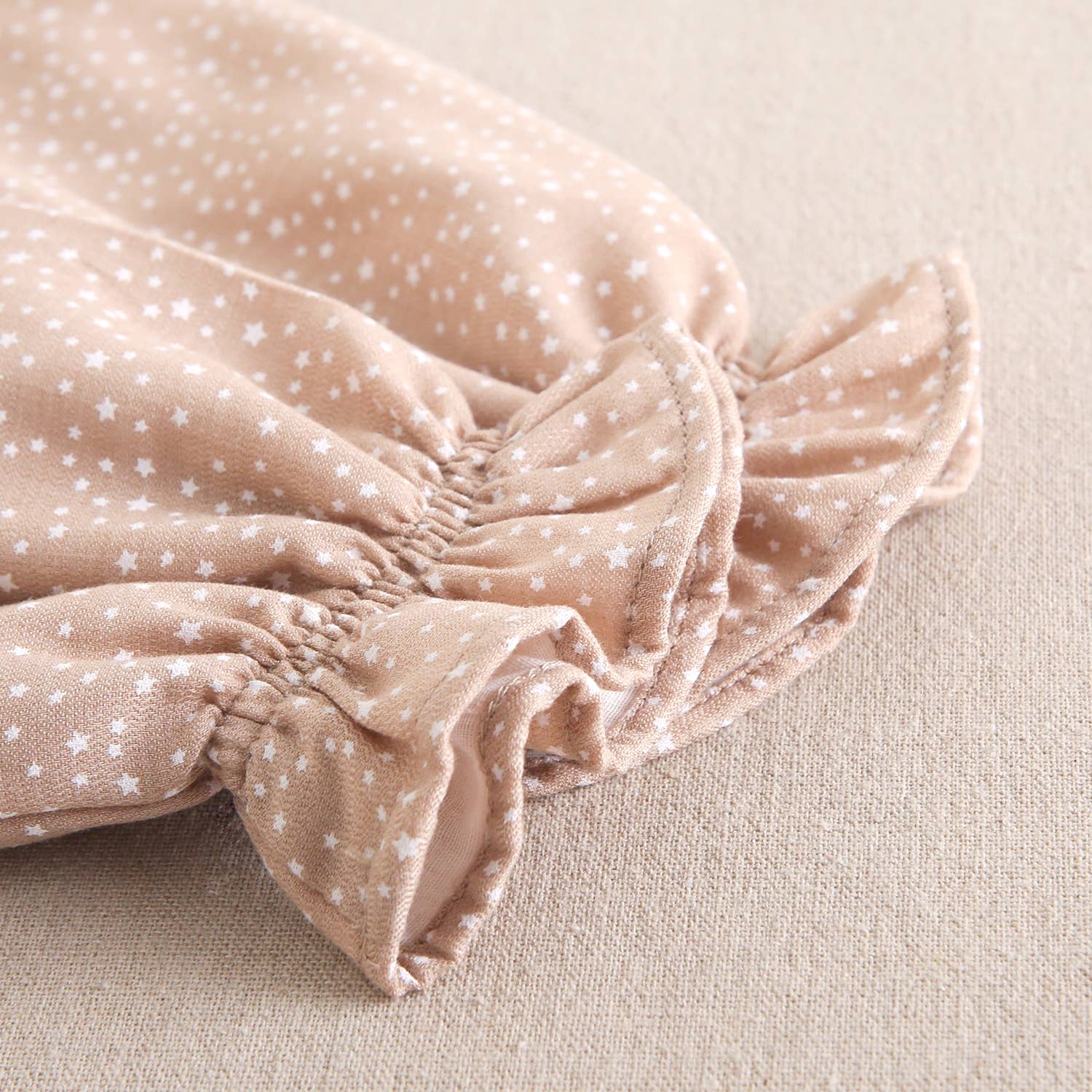 Dadati - Wholesale Dress - Kids - Tan beige dress with white star print6