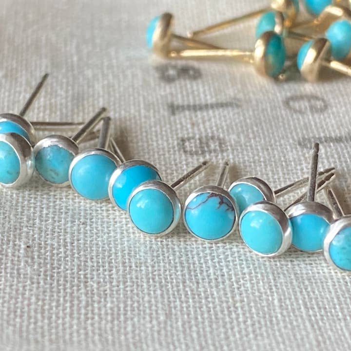 Brincos de Turquesa // Prata por atacado de AOS Metals