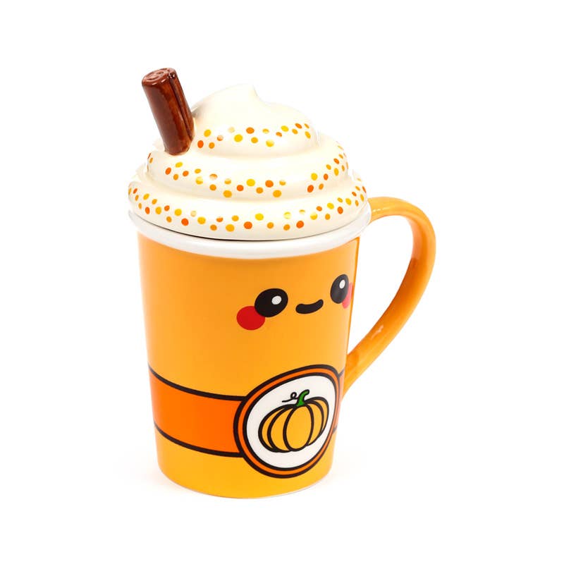 Puckator EU - Wholesale Coffee Mug - Hazel the Pumpkin Spiced Latte Foodiemals Ceramic Lidded Mug1