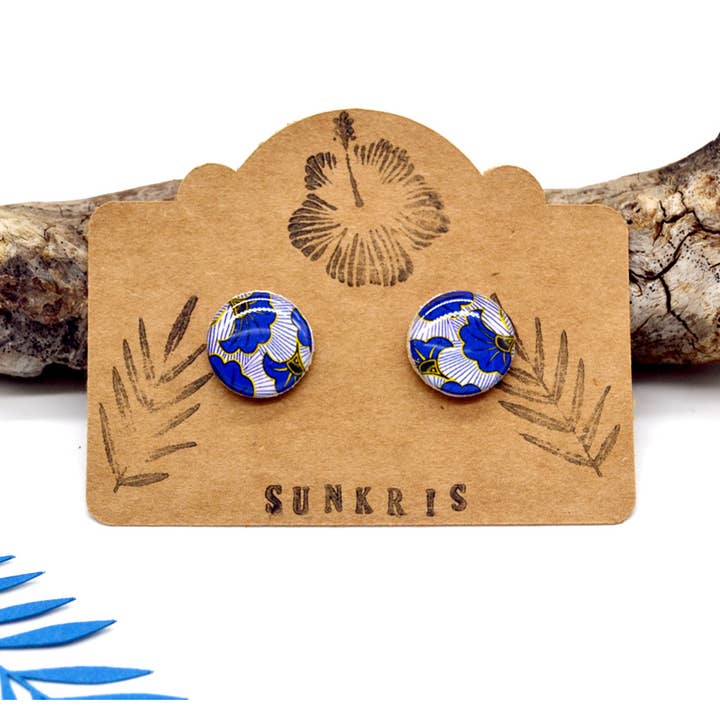 Holz- und Wachs-Ohrstecker Blau – Handwerk für den Großhandel von SUNKRIS