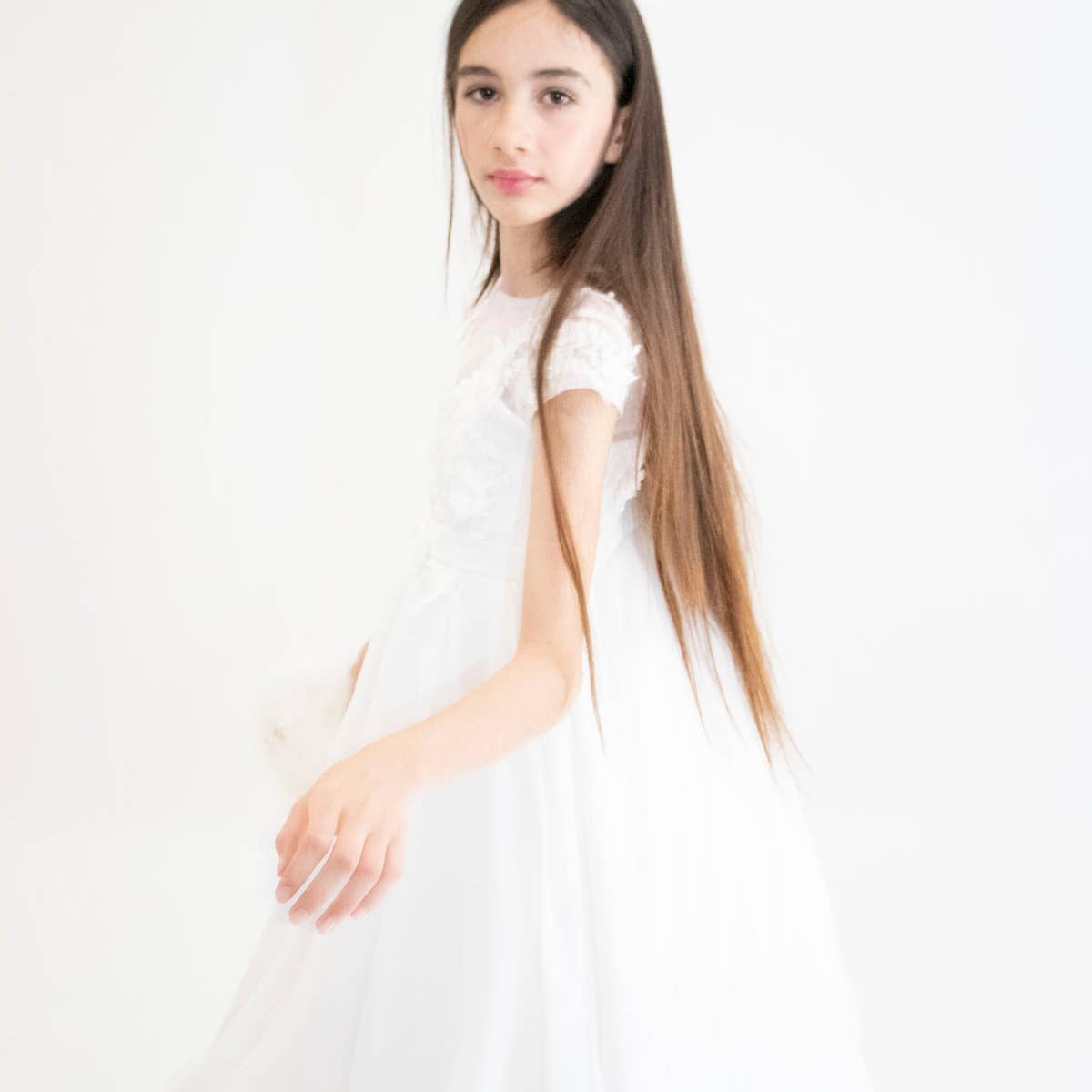 Yuko B - Wholesale Dress - Kids - JEANNE girl's dress - White4