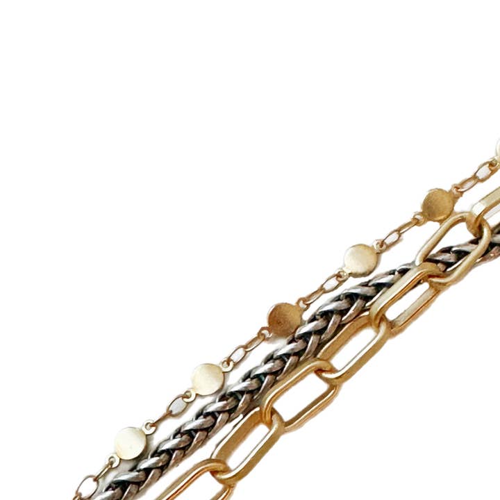 LJ Sonder - Wholesale Link & Chain Necklace - Sedona - multi-chain necklace of mixed metals