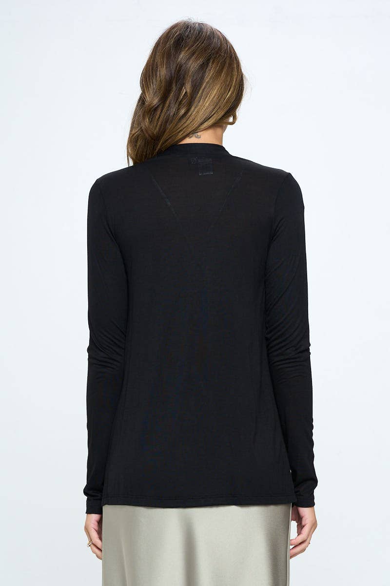 BLACK Made in USA Solid Rayon Jersey Cardigan for wholesale on Faire3
