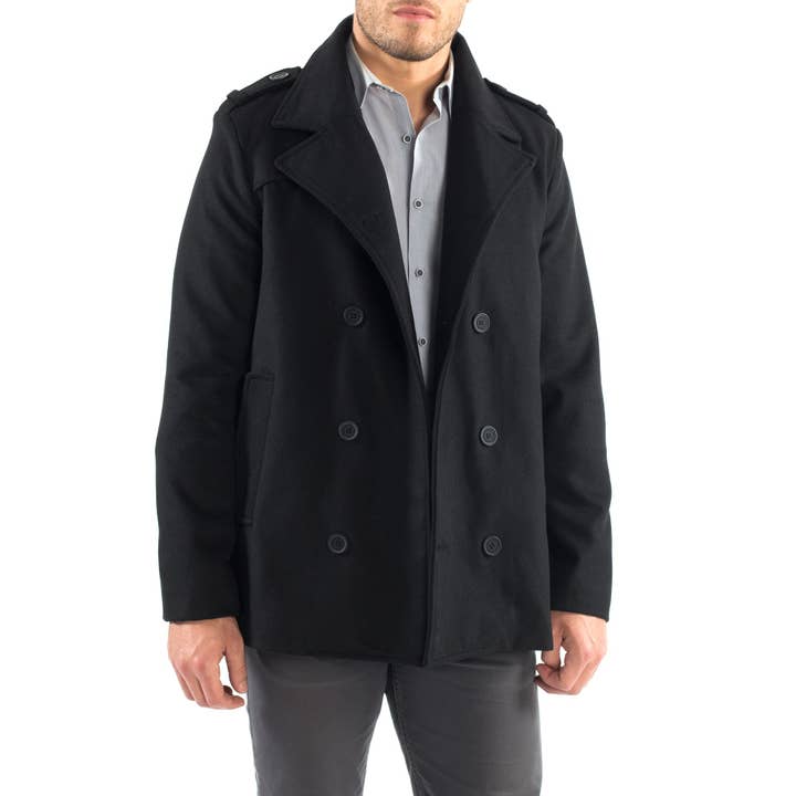 Alpine Swiss - Wholesale Peacoat - Men's - Jake Mens Pea Coat Wool Blend Double Breasted Dress Jacket P2