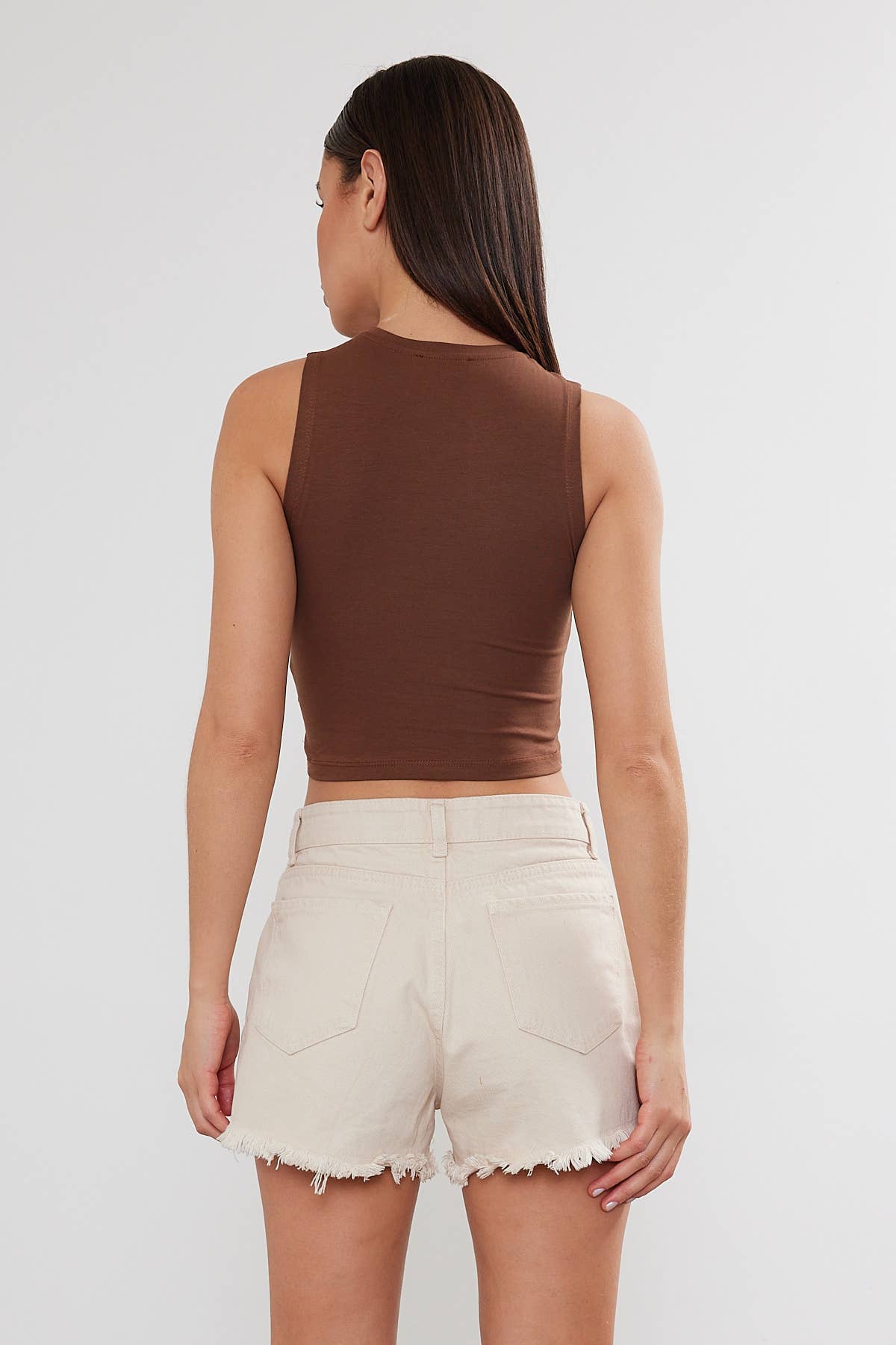 VAV NEW YORK - Venta al por mayor Camiseta sin mangas - Mujer - Top corto de algodón básico para mujer con cuello redondo12