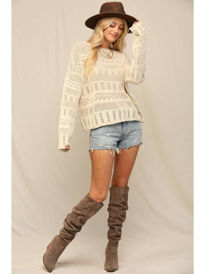 KyeMi - Wholesale Knit Sweater - Women's - Sweater In Pointelle With Dolman4