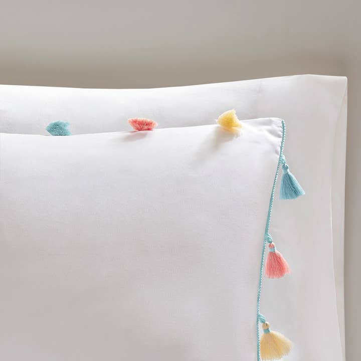 Olliix - Vente Parure de lit – enfant et bébé - Ensemble de couette 4 pièces colorées pour enfant Blanc5