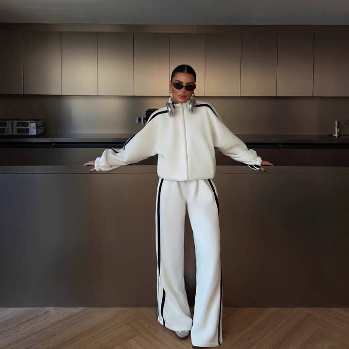 Langarm-Sweatsuit mit Farbblockmuster für den Großhandel von Plush Looks