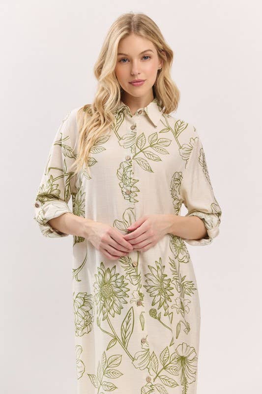 Pink Irene Wholesale - Wholesale Dress - Women's - Women Woven Floral Print Button-Down Maxi Dress28