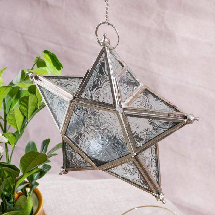 Mytri Designs – wholesale Accent/desk lamp – Glass Star Hanging Lantern