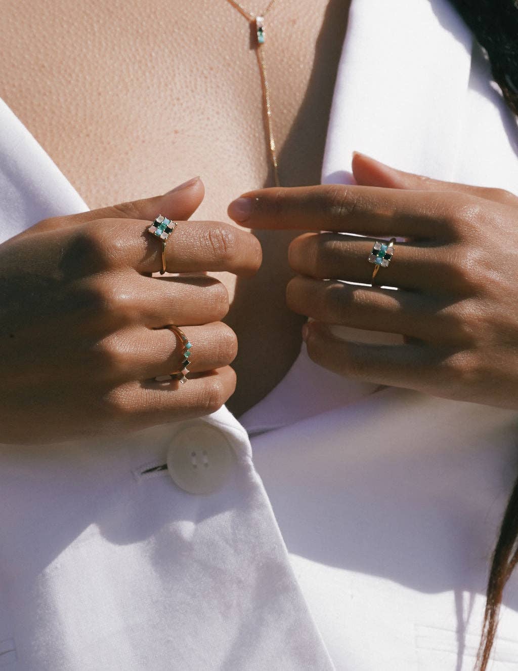 Studio Grun - Wholesale Multi-Stone Ring - Cobble Ring in Rainbow/Gold6