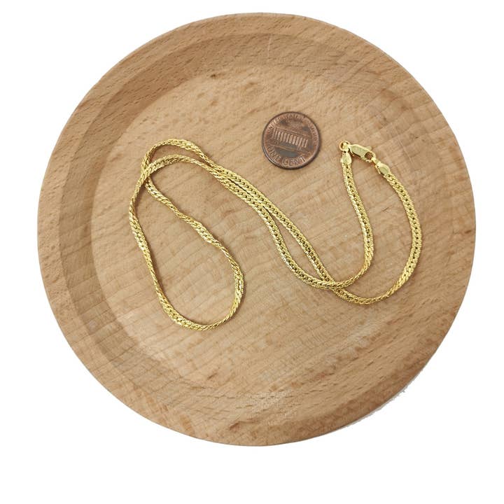 Aim Eternal - Wholesale Link & Chain Necklace - 17.7" 24K Gold Filled Herringbone Necklace, 2.3mm In Width