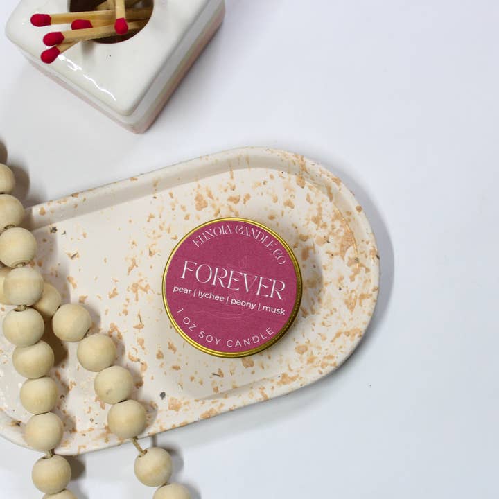 Forever Soy Candle | 1 oz Gold Tin Candle for wholesale by Eunoia Candle Co.