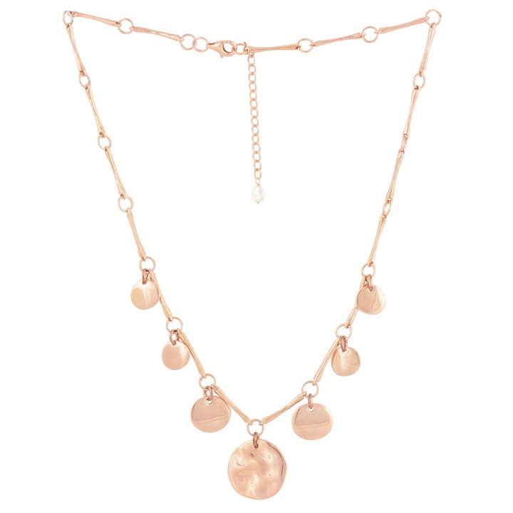 River Stone Bone And Large Hammered Disc Necklace for wholesale by Van Peterson Designs