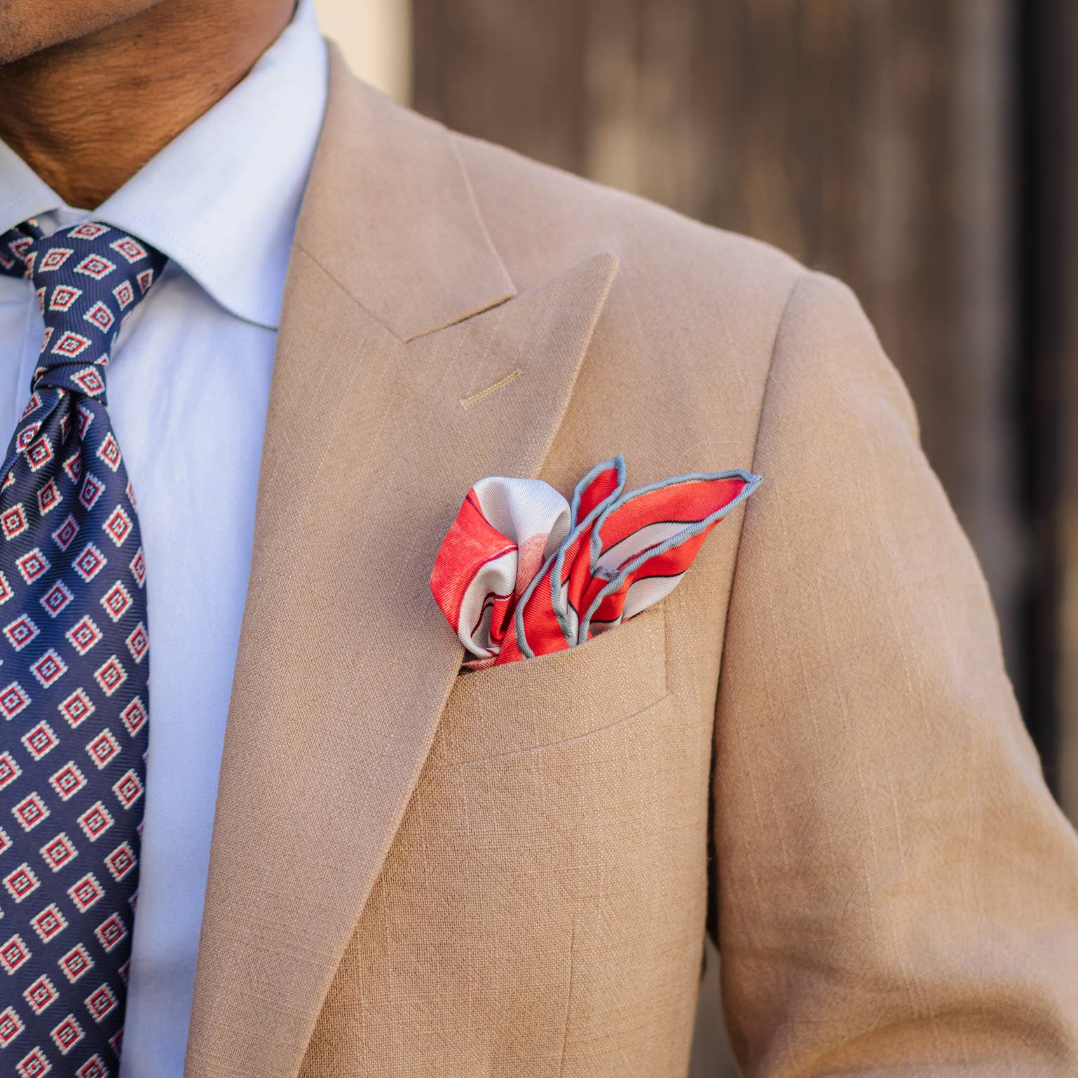 Elizabetta Made in Italy USA - Wholesale Pocket Square - Men's - Prato - Silk Pocket Square - Red4